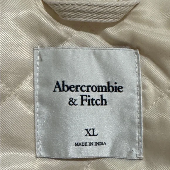 Abercrombie Crop Twill Workwear Jacket Cream Gray Corduroy Collar Streetwear-XL